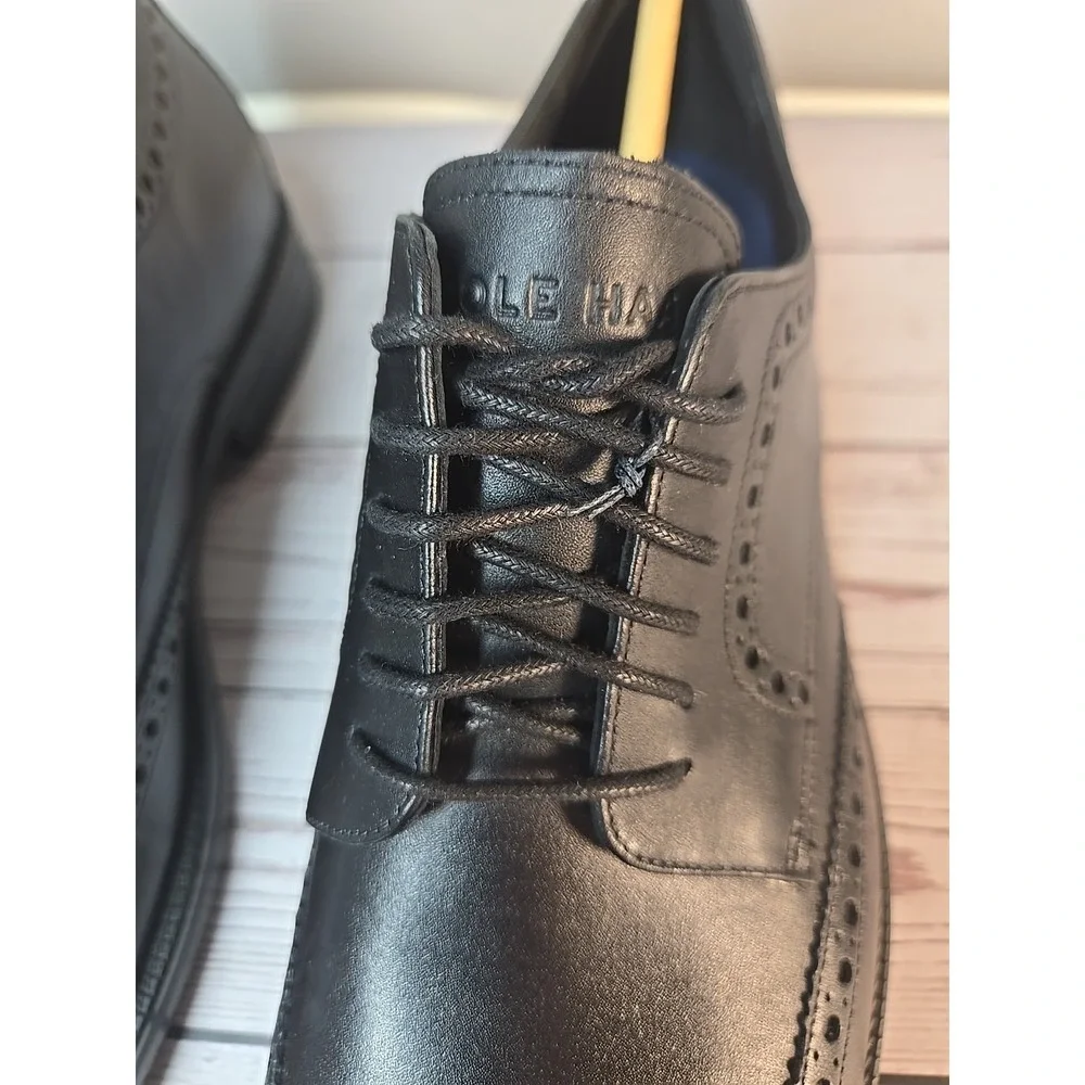 Cole Haan ME Wing Oxford Mens Black Leather Almond Toe Dress Shoes Sz 10.5